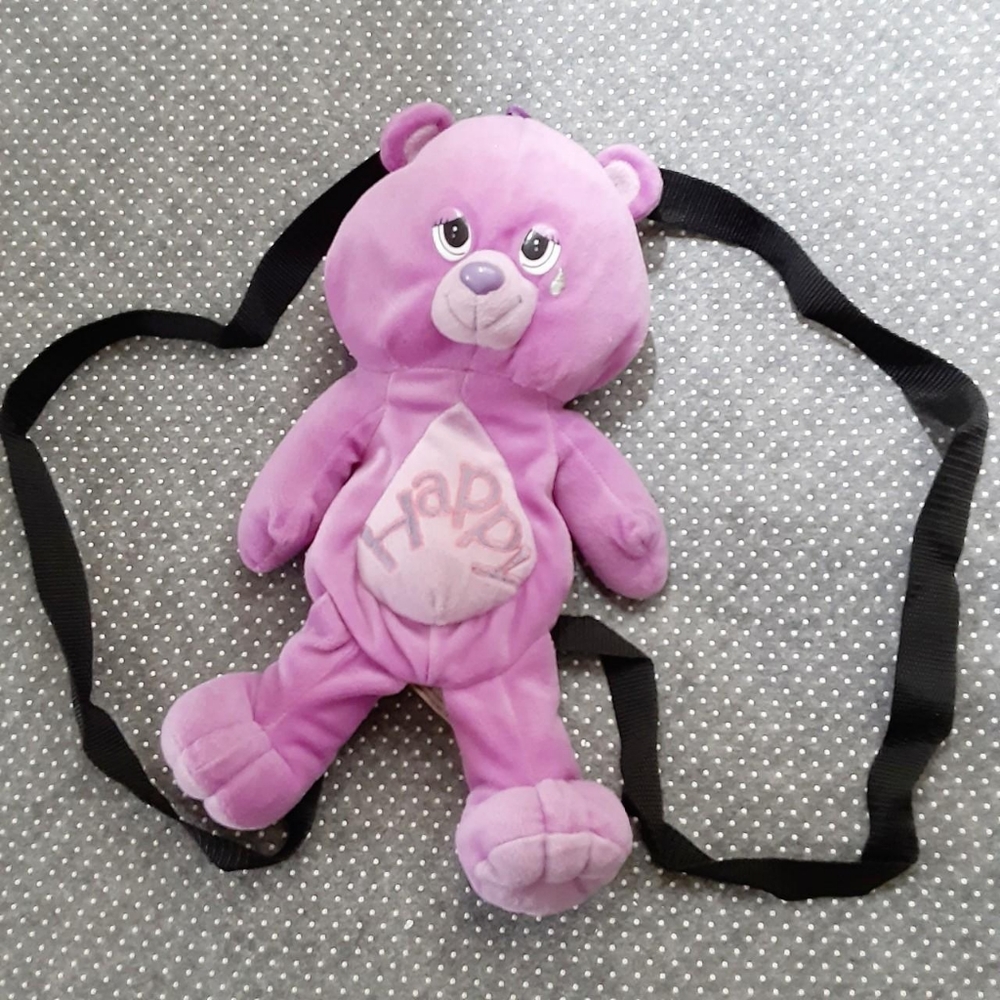Handmade purple bear plush bag